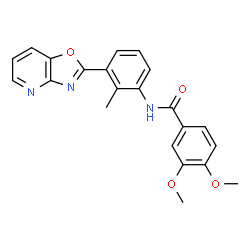ChemSpider 2D Image | 3,4-Dimethoxy-N-[2-methyl-3-([1,3]oxazolo[4,5-b]pyridin-2-yl)phenyl]benzamide | C22H19N3O4