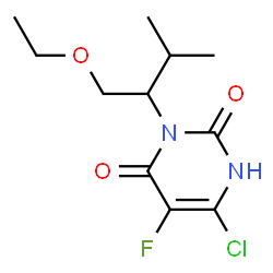 ChemSpider 2D Image | 6-Chloro-3-(1-ethoxy-3-methyl-2-butanyl)-5-fluoro-2,4(1H,3H)-pyrimidinedione | C11H16ClFN2O3