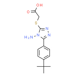 ChemSpider 2D Image | ({4-Amino-5-[4-(2-methyl-2-propanyl)phenyl]-4H-1,2,4-triazol-3-yl}sulfanyl)acetic acid | C14H18N4O2S
