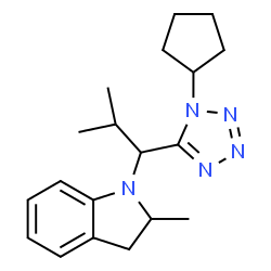 ChemSpider 2D Image | 1-[1-(1-Cyclopentyl-1H-tetrazol-5-yl)-2-methylpropyl]-2-methylindoline | C19H27N5