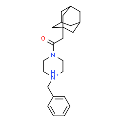 ChemSpider 2D Image | 4-(Adamantan-1-ylacetyl)-1-benzylpiperazin-1-ium | C23H33N2O