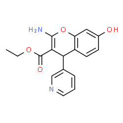 ChemSpider 2D Image | Ethyl 2-amino-7-hydroxy-4-(3-pyridinyl)-4H-chromene-3-carboxylate | C17H16N2O4