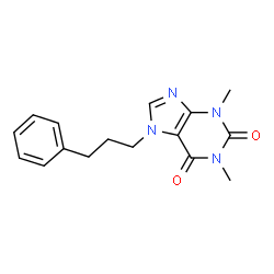 ChemSpider 2D Image | 1,3-Dimethyl-7-(3-phenyl-propyl)-3,7-dihydro-purine-2,6-dione | C16H18N4O2