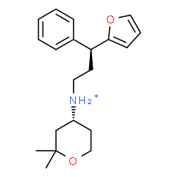 ChemSpider 2D Image | (4R)-N-[(3S)-3-(2-Furyl)-3-phenylpropyl]-2,2-dimethyltetrahydro-2H-pyran-4-aminium | C20H28NO2