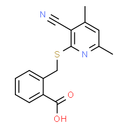 ChemSpider 2D Image | 2-{[(3-Cyano-4,6-dimethyl-2-pyridinyl)sulfanyl]methyl}benzoic acid | C16H14N2O2S