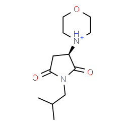 ChemSpider 2D Image | 4-[(3R)-1-Isobutyl-2,5-dioxo-3-pyrrolidinyl]morpholin-4-ium | C12H21N2O3