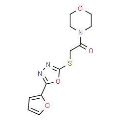 ChemSpider 2D Image | 2-(5-Furan-2-yl-[1,3,4]oxadiazol-2-ylsulfanyl)-1-morpholin-4-yl-ethanone | C12H13N3O4S