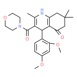ChemSpider 2D Image | 4-(2,4-Dimethoxyphenyl)-2,7,7-trimethyl-3-(4-morpholinylcarbonyl)-4,6,7,8-tetrahydro-5(1H)-quinolinone | C25H32N2O5