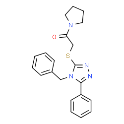 ChemSpider 2D Image | 2-(4-Benzyl-5-phenyl-4H-[1,2,4]triazol-3-ylsulfanyl)-1-pyrrolidin-1-yl-ethanone | C21H22N4OS