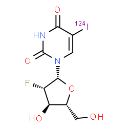 ChemSpider 2D Image | 1-(2-Deoxy-2-fluoro-Î²-D-arabinofuranosyl)-5-(iodo-124I)-2,4(1H,3H)-pyrimidinedione | C9H10F124IN2O5