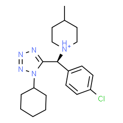 ChemSpider 2D Image | 1-[(R)-(4-Chlorophenyl)(1-cyclohexyl-1H-tetrazol-5-yl)methyl]-4-methylpiperidinium | C20H29ClN5