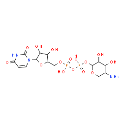 ChemSpider 2D Image | 5-Amino-3,4-dihydroxytetrahydro-2H-pyran-2-yl [5-(2,4-dioxo-3,4-dihydro-1(2H)-pyrimidinyl)-3,4-dihydroxytetrahydro-2-furanyl]methyl dihydrogen diphosphate | C14H23N3O15P2