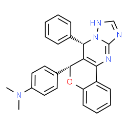 ChemSpider 2D Image | N,N-Dimethyl-4-[(6R,7S)-7-phenyl-7,9-dihydro-6H-chromeno[4,3-d][1,2,4]triazolo[1,5-a]pyrimidin-6-yl]aniline | C26H23N5O