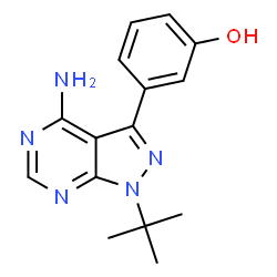 ChemSpider 2D Image | 3-(4-AMINO-1-TERT-BUTYL-1H-PYRAZOLO[3,4-D]PYRIMIDIN-3-YL)PHENOL | C15H17N5O