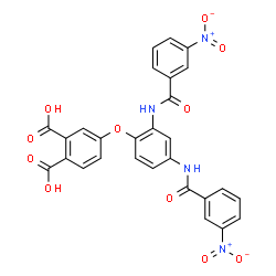 ChemSpider 2D Image | 4-(2,4-bis-(3-nitrobenzoylamino)phenoxy)phthalic acid | C28H18N4O11