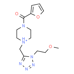 ChemSpider 2D Image | 4-(2-Furoyl)-1-{[1-(2-methoxyethyl)-1H-tetrazol-5-yl]methyl}piperazin-1-ium | C14H21N6O3