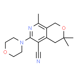 ChemSpider 2D Image | 3,3,8-Trimethyl-6-(4-morpholinyl)-3,4-dihydro-1H-pyrano[3,4-c]pyridine-5-carbonitrile | C16H21N3O2