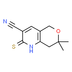 ChemSpider 2D Image | 7,7-dimethyl-2-sulfanylidene-1H,2H,5H,7H,8H-pyrano[4,3-b]pyridine-3-carbonitrile | C11H12N2OS