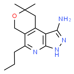 ChemSpider 2D Image | 8,8-Dimethyl-5-propyl-3,6,8,9-tetrahydropyrano[4,3-d]pyrazolo[3,4-b]pyridin-1-amine | C14H20N4O