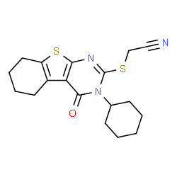 ChemSpider 2D Image | [(3-Cyclohexyl-4-oxo-3,4,5,6,7,8-hexahydro[1]benzothieno[2,3-d]pyrimidin-2-yl)sulfanyl]acetonitrile | C18H21N3OS2