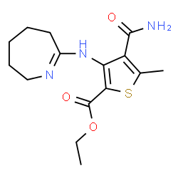 ChemSpider 2D Image | ethyl 3-[(2Z)-azepan-2-ylideneamino]-4-carbamoyl-5-methylthiophene-2-carboxylate | C15H21N3O3S