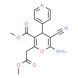 ChemSpider 2D Image | Methyl 6-amino-5-cyano-2-(2-methoxy-2-oxoethyl)-4-(4-pyridinyl)-4H-pyran-3-carboxylate | C16H15N3O5