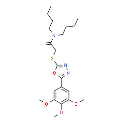 ChemSpider 2D Image | N,N-Dibutyl-2-{[5-(3,4,5-trimethoxyphenyl)-1,3,4-oxadiazol-2-yl]sulfanyl}acetamide | C21H31N3O5S