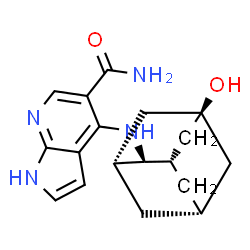 ChemSpider 2D Image | 4-{[(1R,3S,7s)-5-Hydroxyadamantan-2-yl]amino}-1H-pyrrolo[2,3-b]pyridine-5-carboxamide | C18H22N4O2