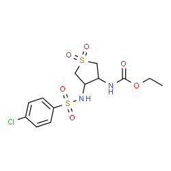 ChemSpider 2D Image | Ethyl (4-{[(4-chlorophenyl)sulfonyl]amino}-1,1-dioxidotetrahydro-3-thiophenyl)carbamate | C13H17ClN2O6S2