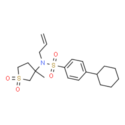 ChemSpider 2D Image | N-Allyl-4-cyclohexyl-N-(3-methyl-1,1-dioxidotetrahydro-3-thiophenyl)benzenesulfonamide | C20H29NO4S2