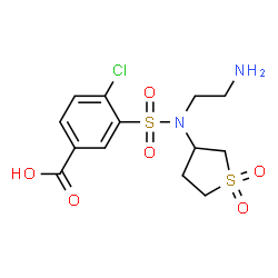 ChemSpider 2D Image | 3-[(2-Aminoethyl)(1,1-dioxidotetrahydro-3-thiophenyl)sulfamoyl]-4-chlorobenzoic acid | C13H17ClN2O6S2