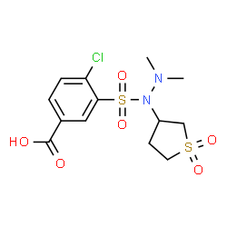ChemSpider 2D Image | 4-Chloro-3-{[1-(1,1-dioxidotetrahydro-3-thiophenyl)-2,2-dimethylhydrazino]sulfonyl}benzoic acid | C13H17ClN2O6S2