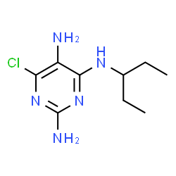 ChemSpider 2D Image | 6-Chloro-N~4~-(3-pentanyl)-2,4,5-pyrimidinetriamine | C9H16ClN5