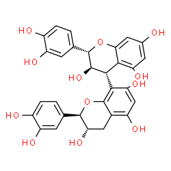 ChemSpider 2D Image | (2S,2'R,3R,3'S,4R)-2,2'-Bis(3,4-dihydroxyphenyl)-3,3',4,4'-tetrahydro-2H,2'H-4,8'-bichromene-3,3',5,5',7,7'-hexol | C30H26O12