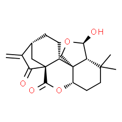 ChemSpider 2D Image | (1S,4S,8R,9R,12S,13R,16R)-9-Hydroxy-7,7-dimethyl-17-methylene-3,10-dioxapentacyclo[14.2.1.0~1,13~.0~4,12~.0~8,12~]nonadecane-2,18-dione | C20H26O5