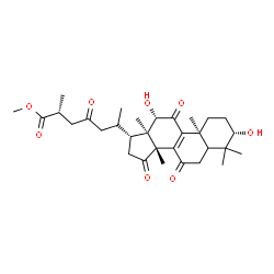 ChemSpider 2D Image | Methyl (3beta,5xi,12beta,25R)-3,12-dihydroxy-7,11,15,23-tetraoxolanost-8-en-26-oate | C31H44O8