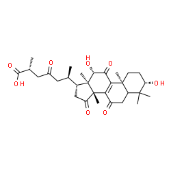 ChemSpider 2D Image | (3beta,5xi,12beta,25R)-3,12-Dihydroxy-7,11,15,23-tetraoxolanost-8-en-26-oic acid | C30H42O8