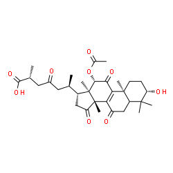 ChemSpider 2D Image | (3beta,5xi,12beta,25R)-12-Acetoxy-3-hydroxy-7,11,15,23-tetraoxolanost-8-en-26-oic acid | C32H44O9