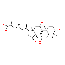 ChemSpider 2D Image | (3beta,5xi,7beta,15alpha,25R)-3,7,15-Trihydroxy-11,23-dioxolanost-8-en-26-oic acid | C30H46O7