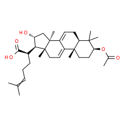 ChemSpider 2D Image | (3beta,16alpha)-3-Acetoxy-16-hydroxylanosta-7,9(11),24-trien-21-oic acid | C32H48O5