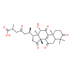 ChemSpider 2D Image | (5xi,12beta)-12-Hydroxy-3,7,11,15,23-pentaoxolanost-8-en-26-oic acid | C30H40O8