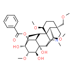 ChemSpider 2D Image | (6alpha,14beta,15alpha,16beta)-8,13,15-Trihydroxy-1,6,16-trimethoxy-4-(methoxymethyl)-20-methylaconitan-14-yl benzoate | C31H43NO9