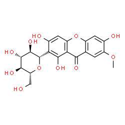 ChemSpider 2D Image | (1S)-1,5-Anhydro-1-(1,3,6-trihydroxy-7-methoxy-9-oxo-9H-xanthen-2-yl)-D-glucitol | C20H20O11