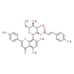 ChemSpider 2D Image | (1S)-1,5-Anhydro-1-[5,7-dihydroxy-2-(4-hydroxyphenyl)-4-oxo-4H-chromen-8-yl]-2-O-[(2E)-3-(4-hydroxyphenyl)-2-propenoyl]-D-glucitol | C30H26O12