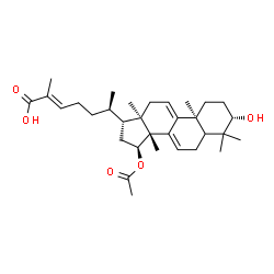 ChemSpider 2D Image | (3beta,5xi,15alpha,24E)-15-Acetoxy-3-hydroxylanosta-7,9(11),24-trien-26-oic acid | C32H48O5