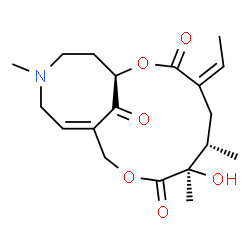 ChemSpider 2D Image | (1R,4Z,6S,7R,11Z)-4-Ethylidene-7-hydroxy-6,7,14-trimethyl-2,9-dioxa-14-azabicyclo[9.5.1]heptadec-11-ene-3,8,17-trione | C19H27NO6