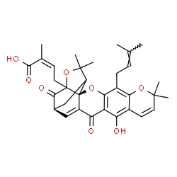 ChemSpider 2D Image | (2Z)-4-[(2S,17S)-12-Hydroxy-8,8,21,21-tetramethyl-5-(3-methyl-2-buten-1-yl)-14,18-dioxo-3,7,20-trioxahexacyclo[15.4.1.0~2,15~.0~2,19~.0~4,13~.0~6,11~]docosa-4(13),5,9,11,15-pentaen-19-yl]-2-methyl-2-b
utenoic acid | C33H36O8