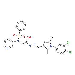 ChemSpider 2D Image | N-{(E)-[1-(3,4-Dichlorophenyl)-2,5-dimethyl-1H-pyrrol-3-yl]methylene}-2-[(phenylsulfonyl)(3-pyridinyl)amino]ethanehydrazonic acid | C26H23Cl2N5O3S
