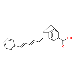 ChemSpider 2D Image | 4-[(2E,4E)-5-Phenyl-2,4-pentadien-1-yl]tetracyclo[5.4.0.0~2,5~.0~3,9~]undec-10-ene-8-carboxylic acid | C23H24O2