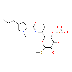 ChemSpider 2D Image | Methyl 5-(2-chloro-1-{[hydroxy(1-methyl-4-propyl-2-pyrrolidinyl)methylene]amino}propyl)-4-O-phosphono-1-thiopentopyranoside | C18H34ClN2O8PS